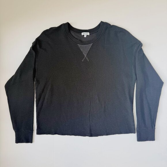Splendid Black Cropped Sweatshirt Pullover XS Raw Hem Crewneck - Picture 2 of 5